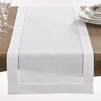 White Classic Hemstitch Border Polyester Runner