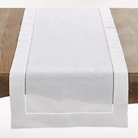 White Classic Hemstitch Border Polyester Runner