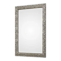 Metallic Silver Flowering Leaf Beveled Wall Mirror