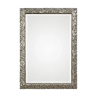 Metallic Silver Flowering Leaf Beveled Wall Mirror