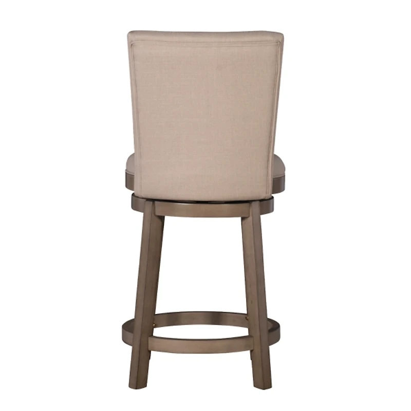 Rustic Taupe Upholstered Swivel Counter Stool