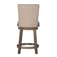 Rustic Taupe Upholstered Swivel Counter Stool
