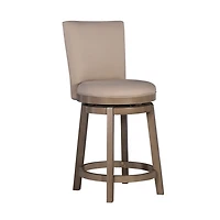Rustic Taupe Upholstered Swivel Counter Stool