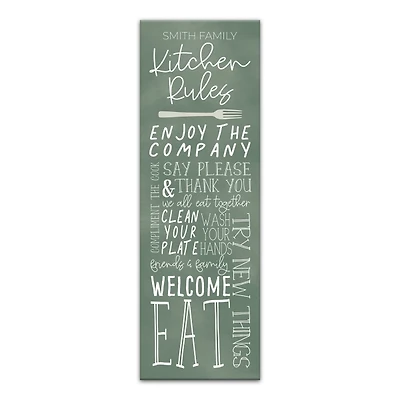 Personalized Kitchen Rules Canvas Wall Plaque