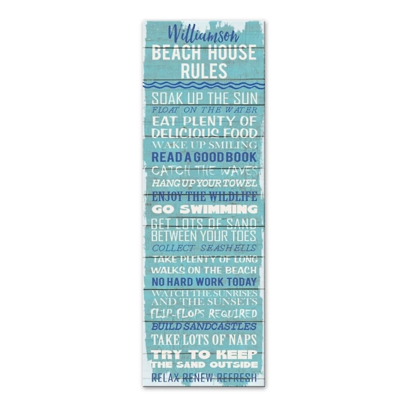 Personalized Beach House Rules Canvas Wall Plaque