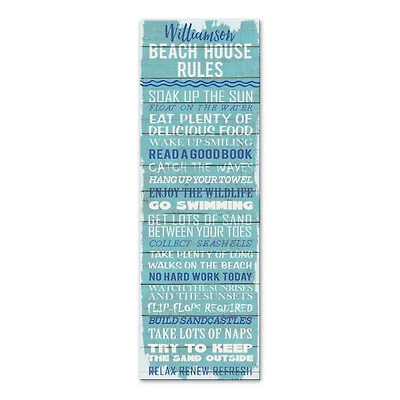 Personalized Beach House Rules Canvas Wall Plaque