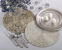 Gold Glass Beaded Round Placemats, Set of 4