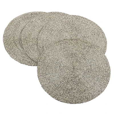 Silver Glass Beaded Placemats, Set of 4