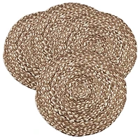 Round Brown Woven Jute Placemats, Set of 4