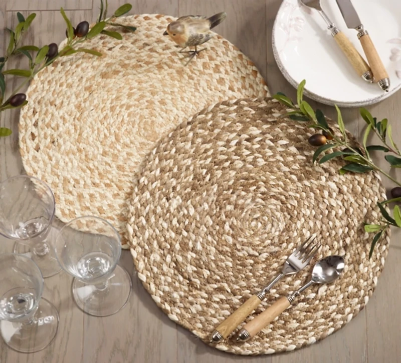 Natural Woven Jute Placemats, Set of 4