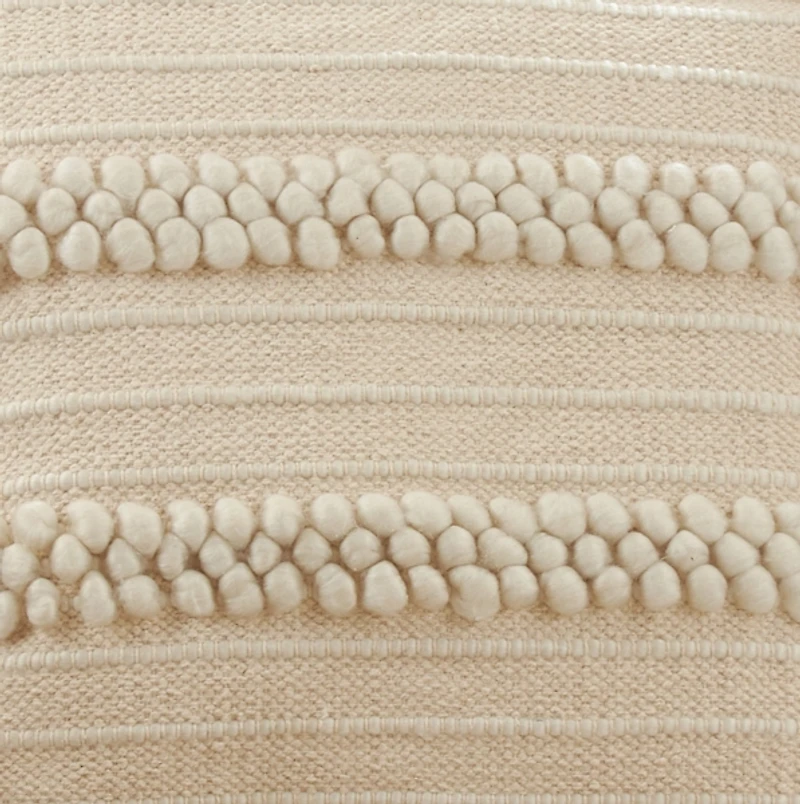 Ivory Striped Pom Pom Pillow