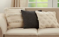 Ivory Striped Pom Pom Pillow