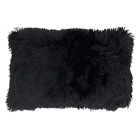 Black Faux Fur Lumbar Pillow