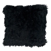 Black Faux Fur Throw Pillow