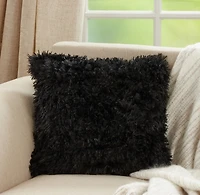 Black Faux Fur Throw Pillow