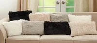 Black Faux Fur Throw Pillow