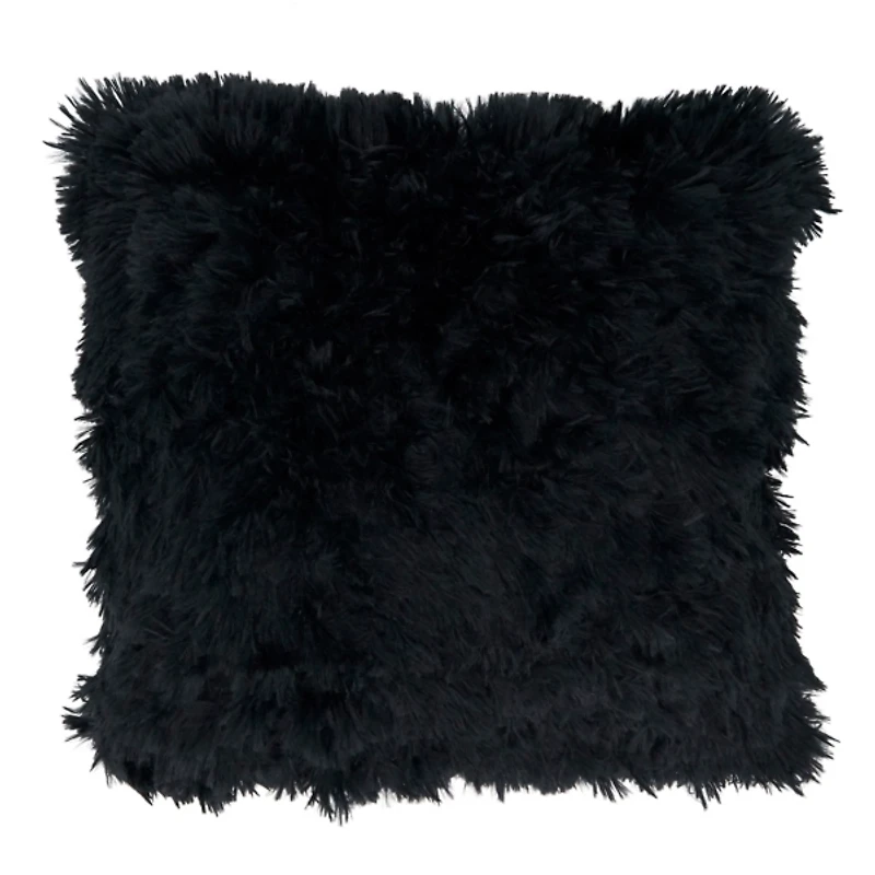 Black Faux Fur Throw Pillow