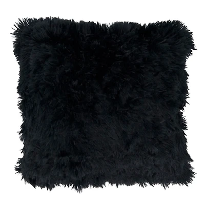 Black Faux Fur Throw Pillow