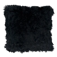 Black Faux Fur Throw Pillow