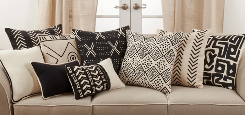 Woven Black and White Chevron Throw Pillow