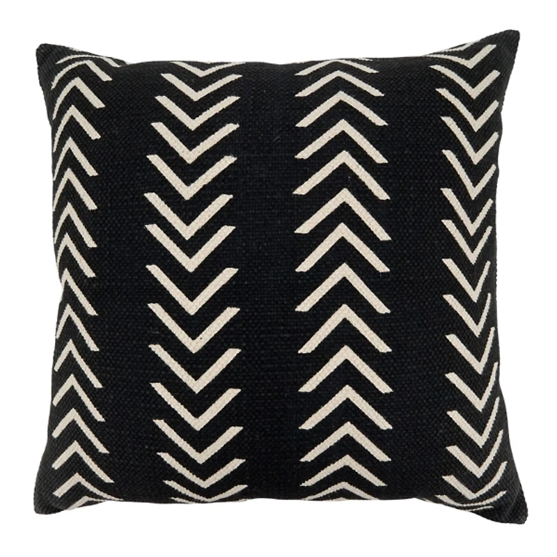 Woven Black and White Chevron Throw Pillow