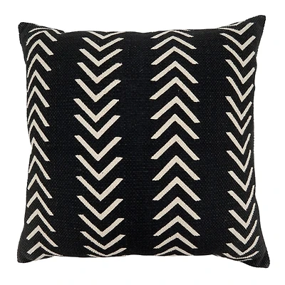 Woven Black and White Chevron Throw Pillow