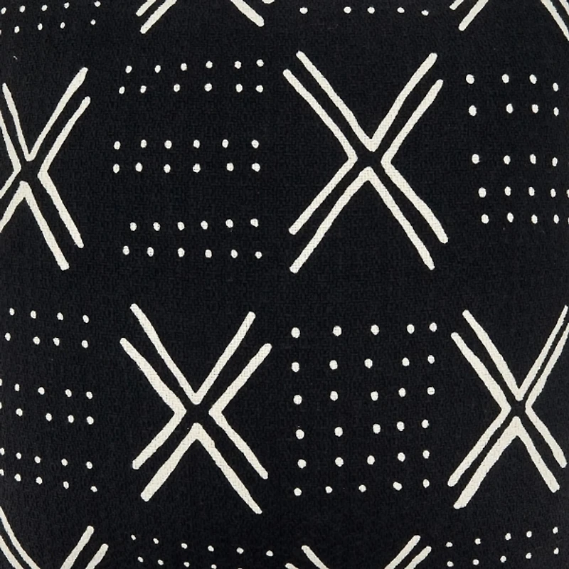 Black Mudcloth Cotton Throw Pillow