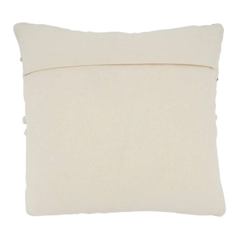 Blue Natural Chindi Fringe Cotton Pillow