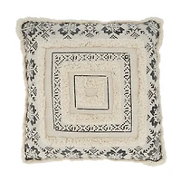 Tufted Geo Boarder Cotton Throw Pillow