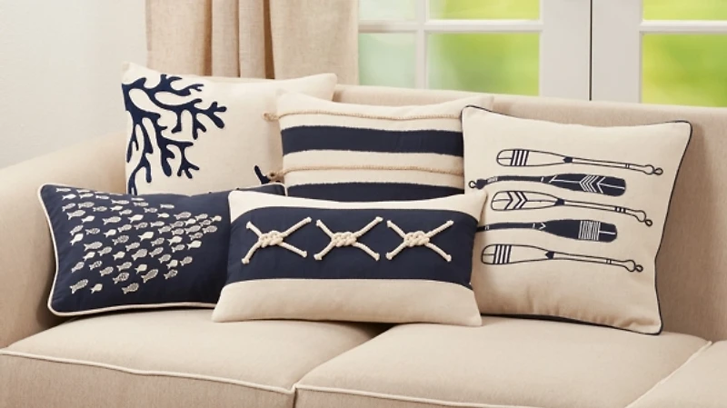 Nautical Rope Stripes Throw Pillow