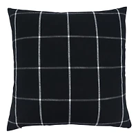 Midnight Black Large Print Plaid Throw Pillow