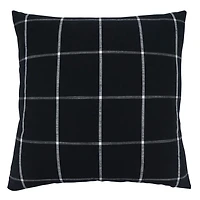 Midnight Black Large Print Plaid Throw Pillow
