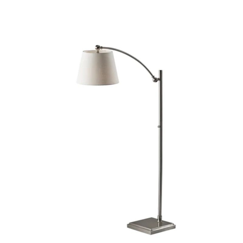 Brushed Silver Adjustable Arm Floor Lamp