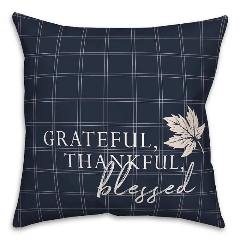 Blue Grateful Thankful Blessed Pillow