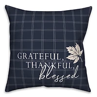 Blue Grateful Thankful Blessed Pillow