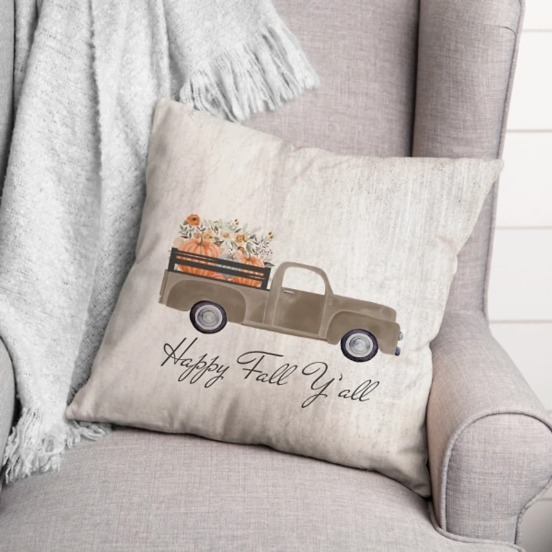 Happy Fall Y'all Pumpkin Truck Pillow
