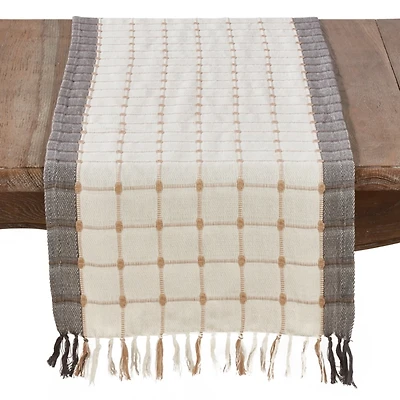 Neutral Woven Windowpane Table Runner