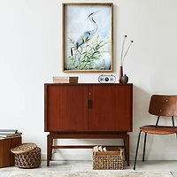 Heron Wood Framed Canvas Art Print