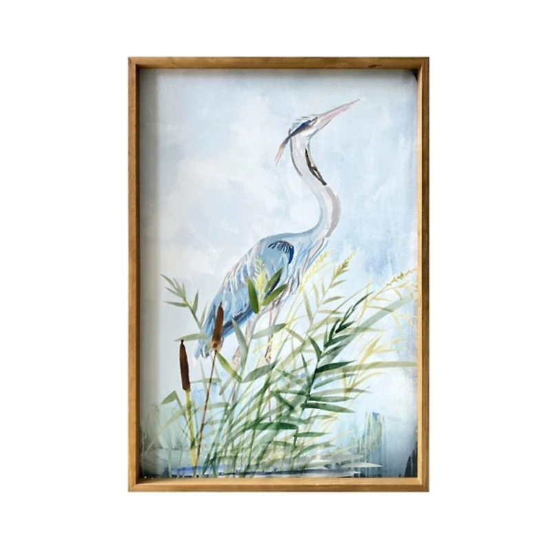 Heron Wood Framed Canvas Art Print
