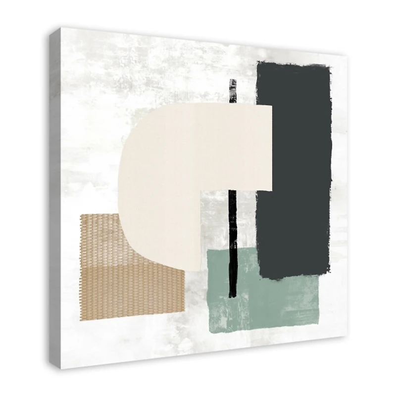 Gray and Green Abstract Geometric Canvas Wall Art