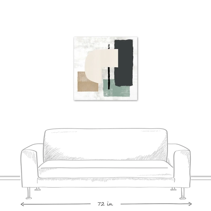 Gray and Green Abstract Geometric Canvas Wall Art