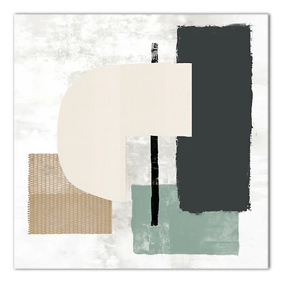 Gray and Green Abstract Geometric Canvas Wall Art