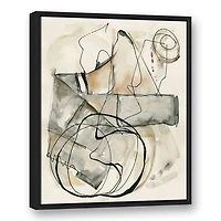 Tan and Black Abstract Framed Canvas Art Print