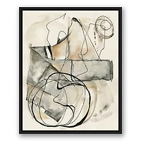 Tan and Black Abstract Framed Canvas Art Print