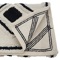 Black and Natural Shag Diamond Table Runner