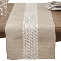 Natural Daisy Lace Linen Table Runner