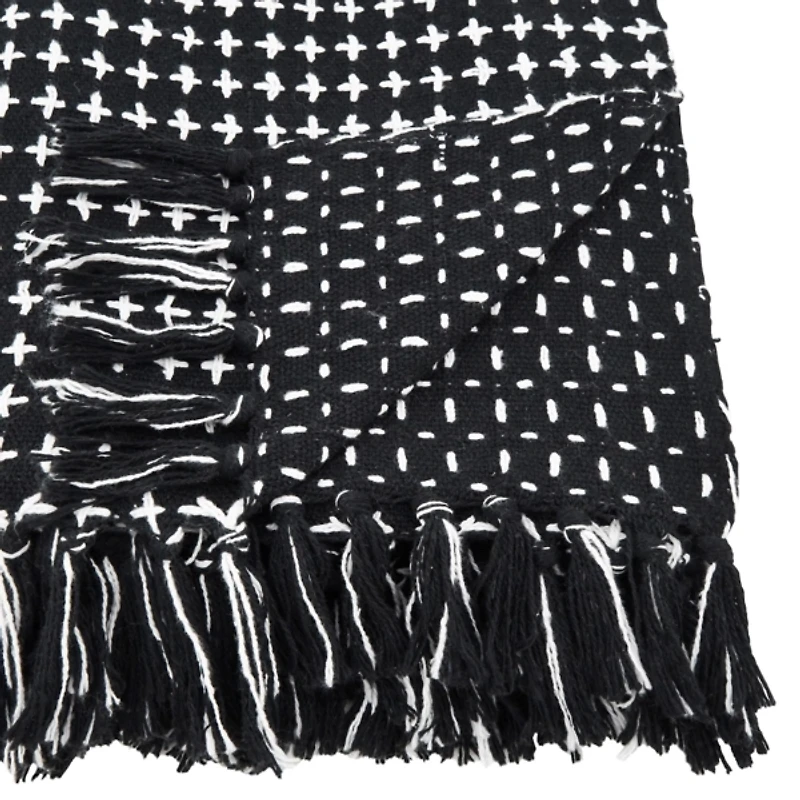 Black and White Stitched Cotton Throw