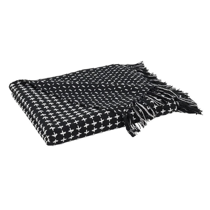 Black and White Stitched Cotton Throw