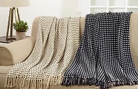 Black and White Stitched Cotton Throw