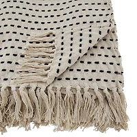 Cream Woven Dashed Cotton Throw